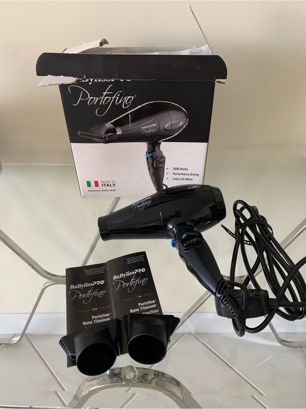 BaBylissPBaBylissPRO Portofino Nano Titanium Hair Dryer 2000 Watts Made in Italy